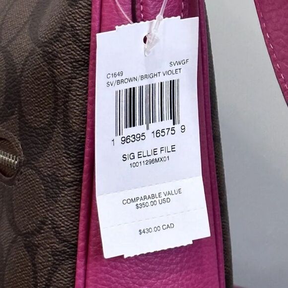 🔥🎁NWT! Coach ELLIE File Signature Crossbody Brown/Violet Msrp:$350.00 - Picture 5 of 5